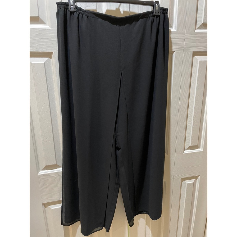 Another Thyme Black Chiffon Overlay Wide Leg Pants Plus Size 26W High Rise Flowy